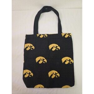 University Of Iowa Hawkeyes Knited Tote Bag Black & Yellow Canvas Classic Womens